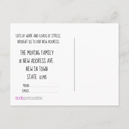 水のカラフルカラーハウス新しいアドレスカード 案内ポストカード (裏面)