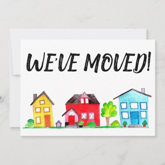 水のカラフルカラーハウス新しいアドレスカード 案内状 (正面)