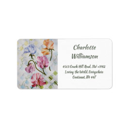 水のカラフル色のアドレスのスイートピーの花 ラベル