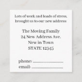 水のカラフル色の家の新しいアドレスカード エンクロージャーカード (裏面)