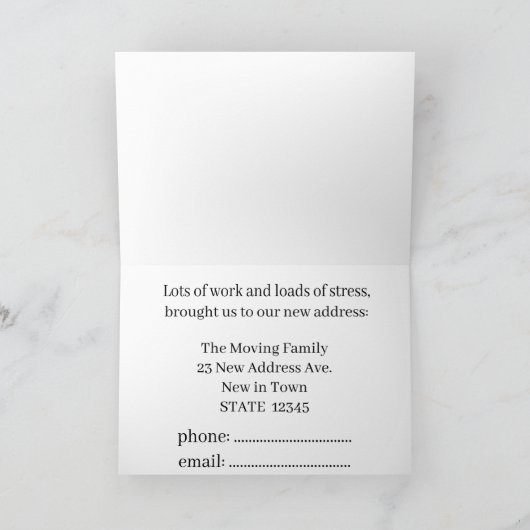 水のカラフル色の家の新しいアドレスカード 案内状 (内部)