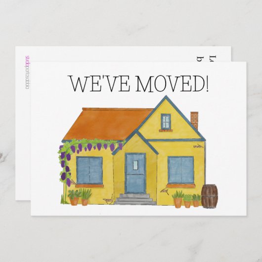 水のカラフル色の家の新しいアドレスカード 案内状 (正面/裏面)