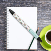 水のカラフル色の本バックパックと花 黒ボールペン