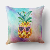 水のカラフル色の背景かわいいパイナップル クッション (裏面)
