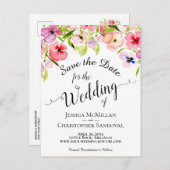 水のカラフル色パンジー結婚式の日付を保存 案内ポストカード (正面/裏面)