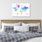 水のカラーのワールドマップ キャンバスプリント (インサイチュ (寝室))