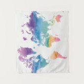 水のカラーのワールドマップ タペストリー (正面)