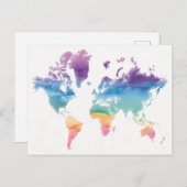 水のカラーのワールドマップ ポストカード (正面/裏面)