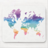 水のカラーのワールドマップ マウスパッド (正面)