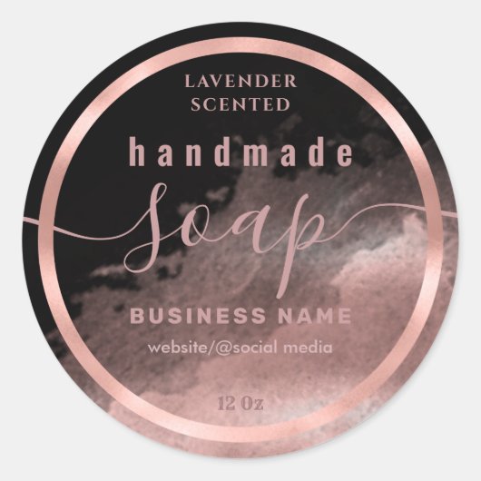 水のカラースクリプト手作り石鹸ラベルを赤く染めた ラウンドシール (正面)