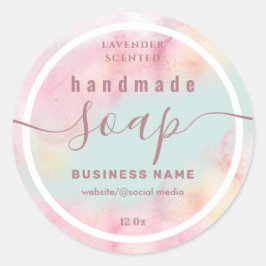 水のカラースクリプト手作り石鹸ラベルを赤く染めた ラウンドシール