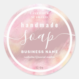 水のカラースクリプト手作り石鹸ラベルを赤く染めた ラウンドシール