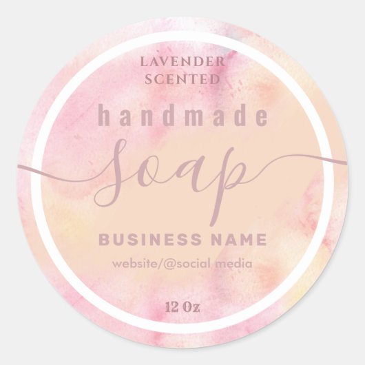 水のカラースクリプト手作り石鹸ラベルを赤く染めた ラウンドシール (正面)