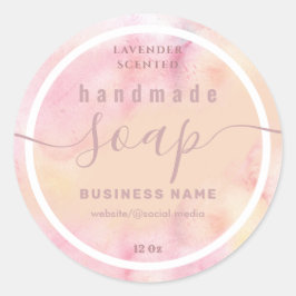 水のカラースクリプト手作り石鹸ラベルを赤く染めた ラウンドシール