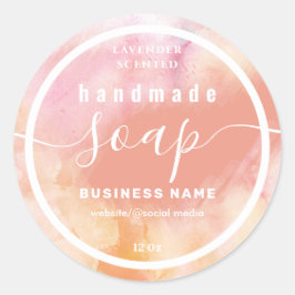 水のカラースクリプト手作り石鹸ラベルを赤く染めた ラウンドシール