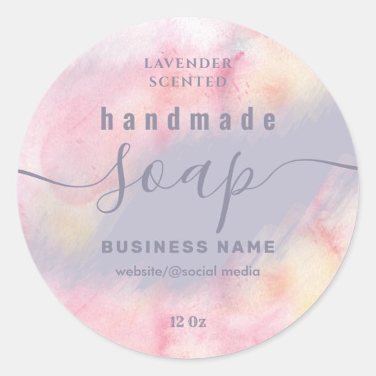 水のカラースクリプト手作り石鹸ラベルを赤く染めた ラウンドシール (正面)