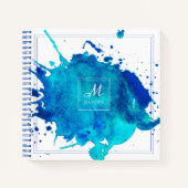 水のカラースプラッシュ |青のシェード ノートブック (正面)