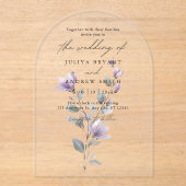 水のカラーフローラの結婚スクリプト アクリル招待状 (正面)