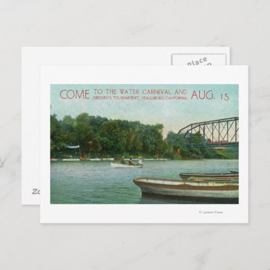 水のカーニバルと消防士のトーナメントの促進 ポストカード (正面/裏面)