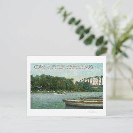 水のカーニバルと消防士のトーナメントの促進 ポストカード (スタンド正面)