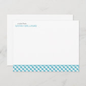 水のギンガムパターン平たい箱はノート感謝していしています ノートカード (正面/裏面)