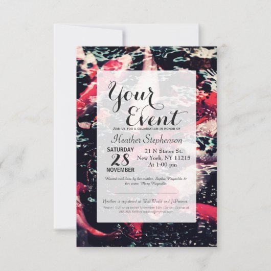 水のクールで赤いコイの魚 招待状 (正面)