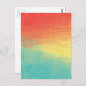 水のグラデーション色のテクスチャ – ティール(緑がかった色)、黄色、サンゴ ポストカード (正面/裏面)