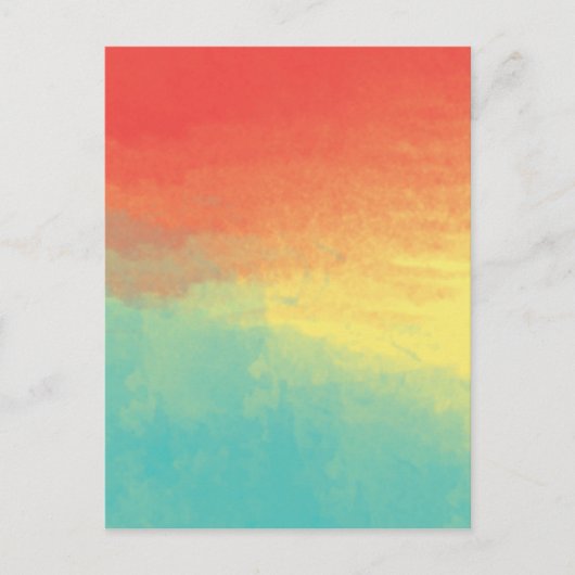 水のグラデーション色のテクスチャ – ティール(緑がかった色)、黄色、サンゴ ポストカード (正面)