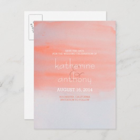 水のグラデーション色は日付を保存 案内ポストカード (正面/裏面)