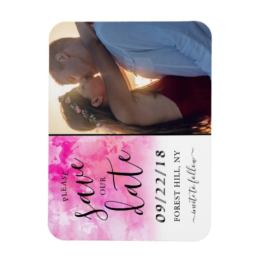 水のグラデーション色を保存する日付マグネット – ピンク マグネット (縦)