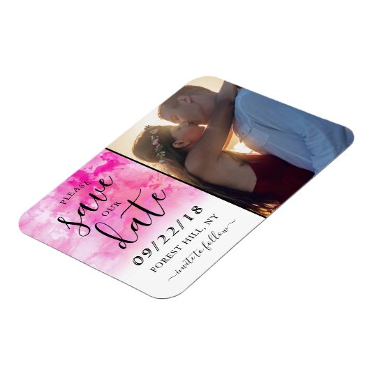 水のグラデーション色を保存する日付マグネット – ピンク マグネット (左側)