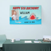 水のサメ少年フォトシャーク誕生日パーティー 横断幕 (トレードショー)