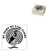 水のシルエットに立つブラッククレーン ラバースタンプ (押印)