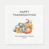 水のシンプル色かぼちゃ幸せな感謝祭 スタンダードランチョンナプキン (正面)