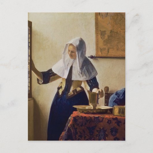 水のジャグを持つ若い女性, c.1662 ポストカード (正面)