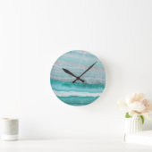 水のストライプのな水晶 ラウンド壁時計 (ホーム)