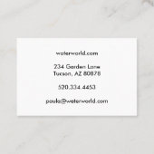 水のスパークルスイミングプールサービス写真観光 名刺 (裏面)
