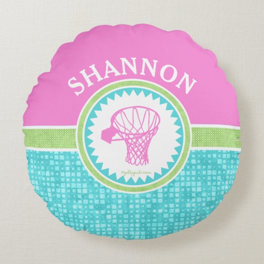 水のタイルとの三パステル調色のバスケットボール ラウンドクッション (正面)