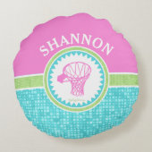 水のタイルとの三パステル調色のバスケットボール ラウンドクッション (裏面)