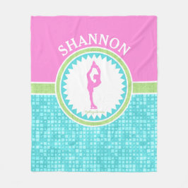 水のタイルとの三パステル調色のフィギュアスケート フリースブランケット