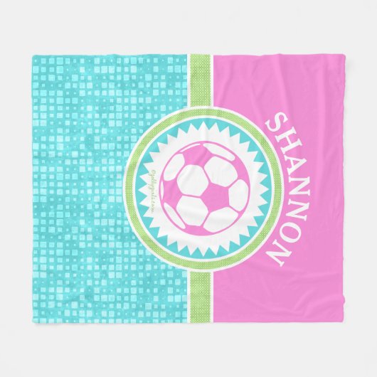水のタイルとの三色のパステル調のサッカー フリースブランケット (正面(横))