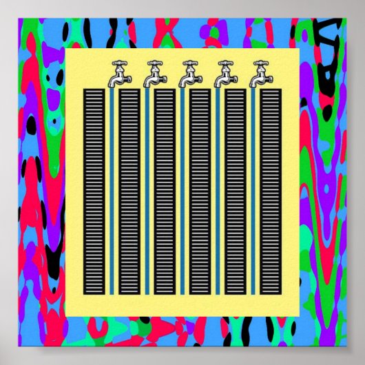 水のタップ:ランニングの水の蛇口の光学錯覚 ポスター (正面)