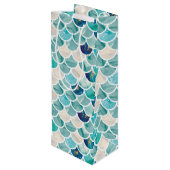 水のターコイズの大理石の人魚の魚スケール ワインギフトバッグ (裏面アングル)