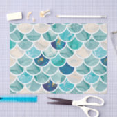 水のターコイズの大理石の人魚の魚スケール 薄葉紙 (クラフト)