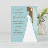 水のダマスク織パターンブライダルシャワー 招待状 (スタンド正面)