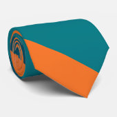 水のティール(緑がかった色)およびオレンジ広い大学ストライプ ネクタイ (ロール)