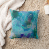 水のティール（緑がかった色）および紫色の抽象的な装飾用クッション クッション (ブランケット)