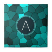 水のティール（緑がかった色）のステンドグラスのモザイク タイル (正面)