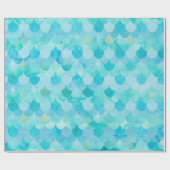水のティール（緑がかった色）の人魚は魚スケールパターンをはかりで測ました ラッピングペーパー (フラット)