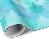 水のティール（緑がかった色）の人魚は魚スケールパターンをはかりで測ました ラッピングペーパー (ロールコーナー)